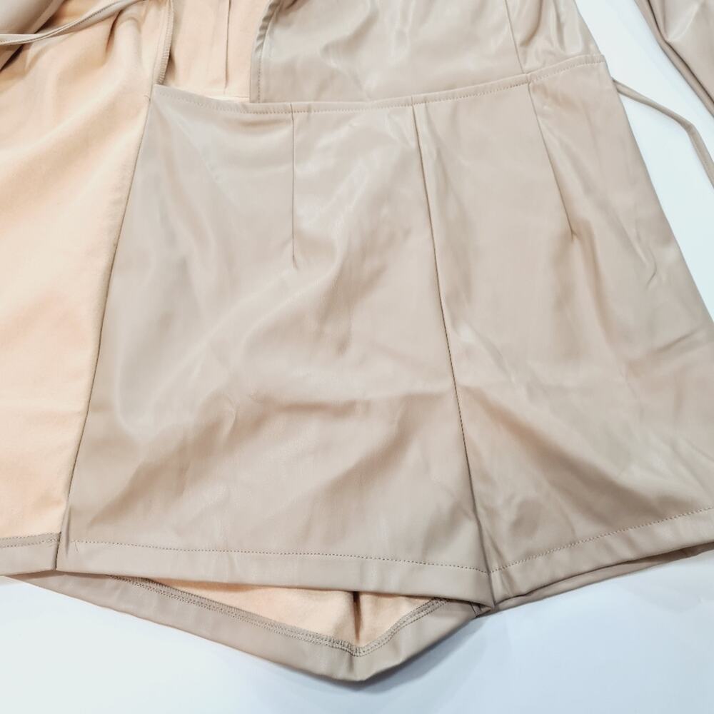 Superdown Chantel Leather Romper in Nude - Picture 5 of 16